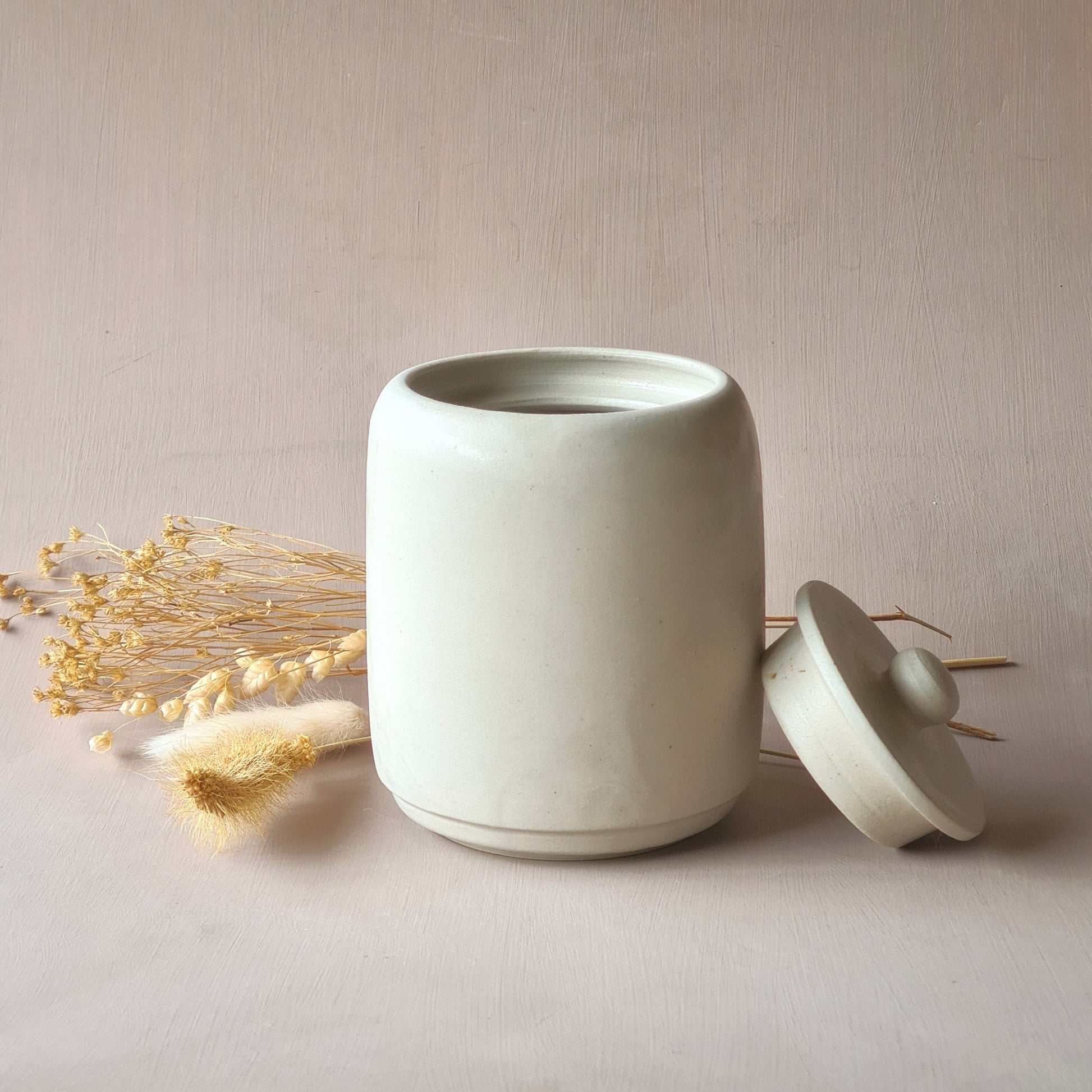 boîte à thé en grès blanc