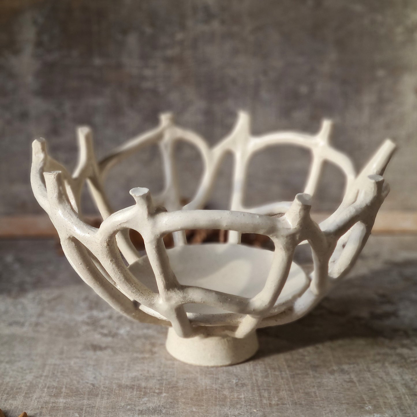 coupe à fruits design branchages en céramique