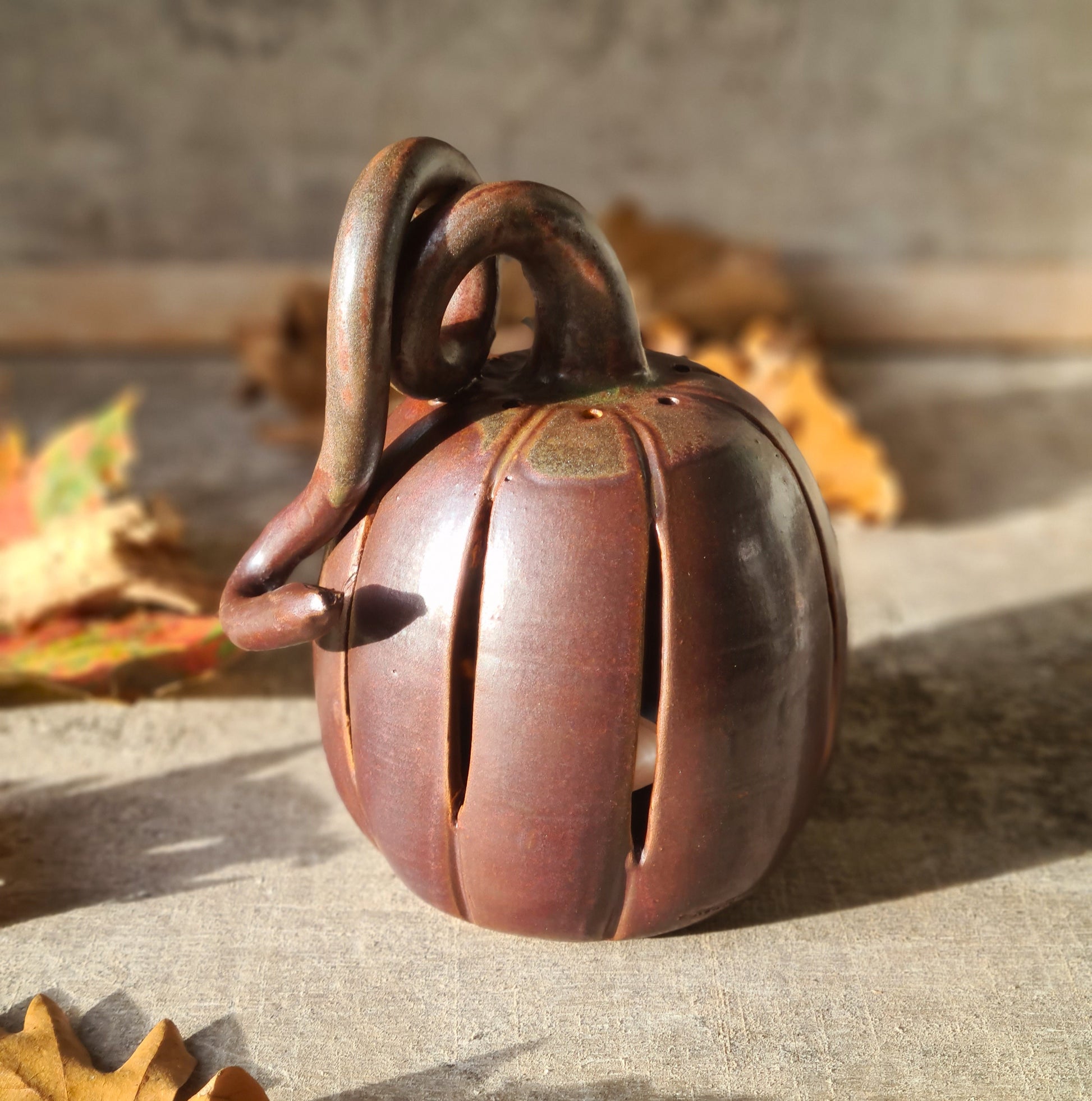 photophore citrouille en grès fait main