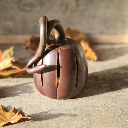 lanterne citrouille en céramique artisanale