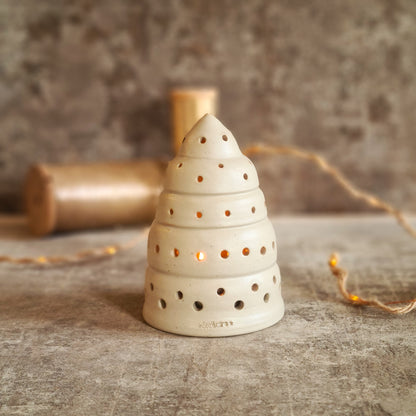 photophore sapin en grès ajouré