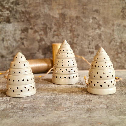 photophore sapin en grès ajouré